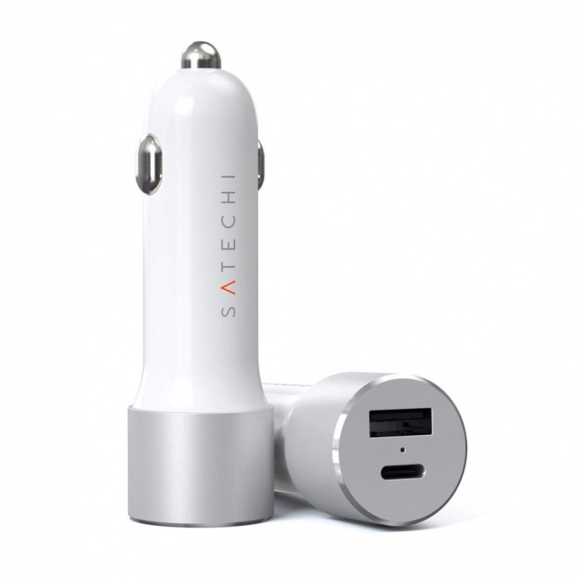  Satechi Car Charger Adapter 72W 3A/1USB/1USB-C Silver  ST-TCPDCCS
