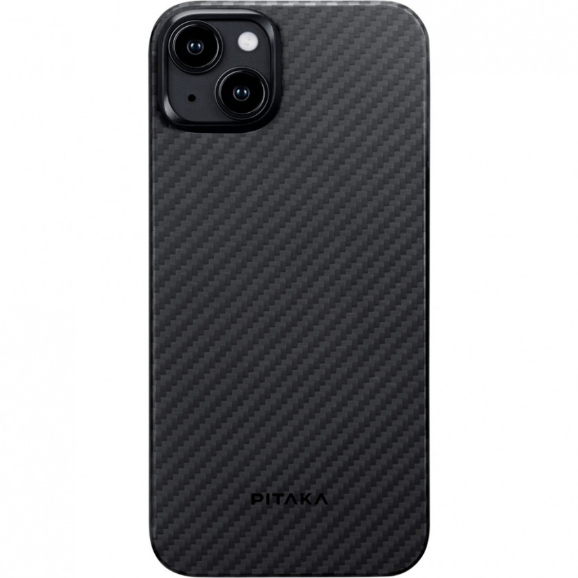  Pitaka Slim Fit Magnetic MagEZ Case 4 1500D Aramid Fiber Black/Grey Twill  iPhone 15 Plus /  KI1501M