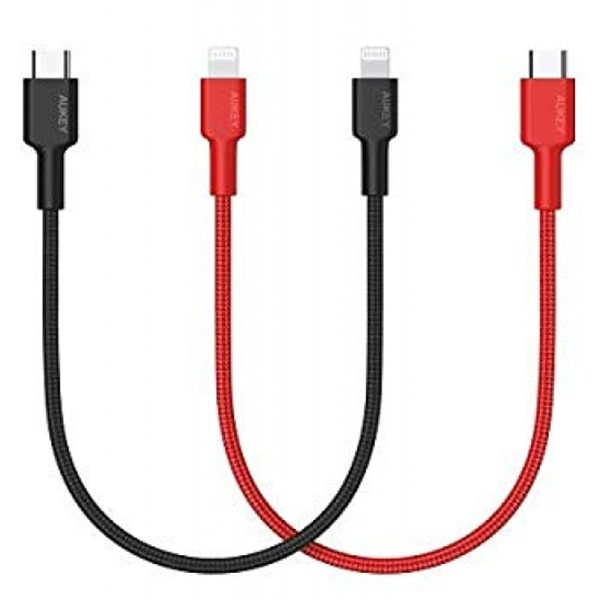 Кабель Aukey USB-C to Lightning 0.3 метра 2 штуки Black/Red черный/красный CB-CL06
