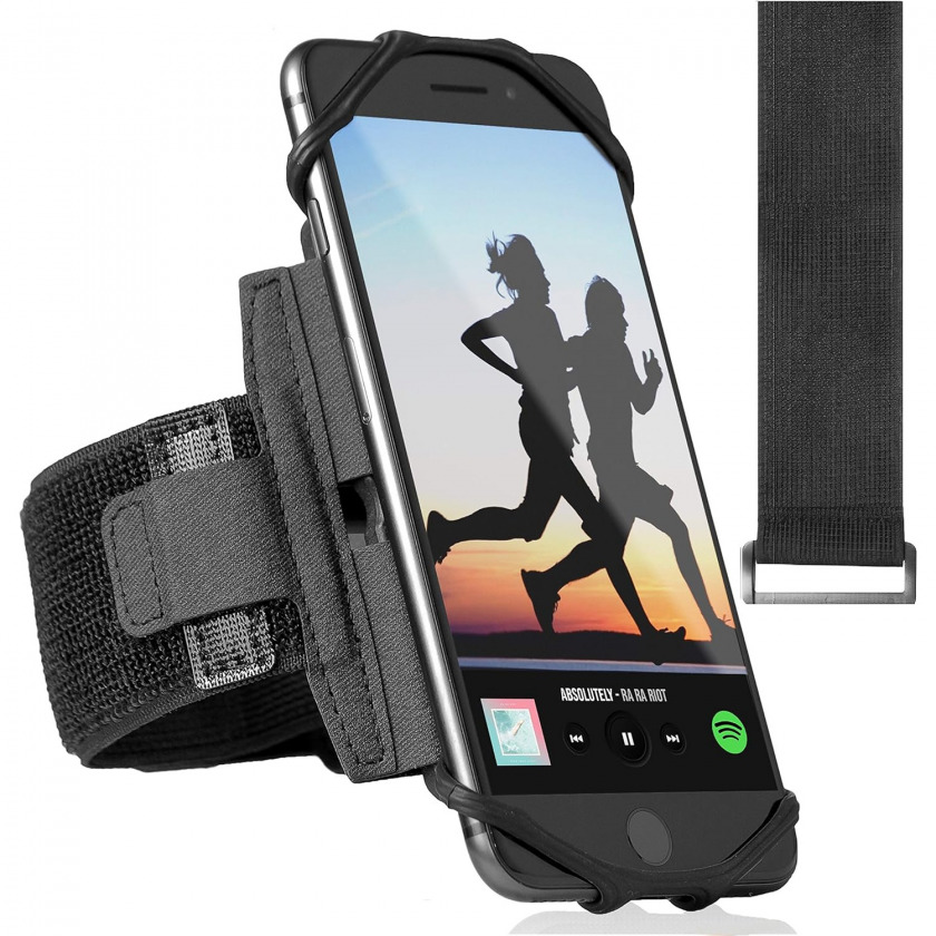 Спортивный чехол на руку ideas4comfort Rotatable Premium Sports Running Armband Black для смартфонов 4-6,5&quot; черный