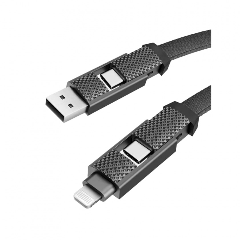  EnergEA Bazic AluCable 4  1 USB A (Type-C)/Type-C (Lightning) 1 Black  CBL-GC4N1-BLK100