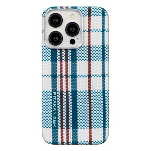  Pitaka Slim Fit Magnetic MagEZ Case 5 Aramid Fiber Red, white and blue lines  iPhone 15 Pro Max  /  KI1504PRWB