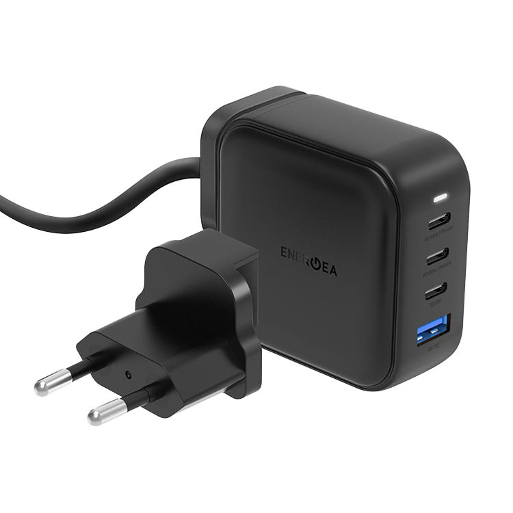  EnergEA TravelHub Gan100 Desktop+Wall charger 3USB-C PD/PPS + USB-A QC3.0 100W Black  TH-G100EU-CEU