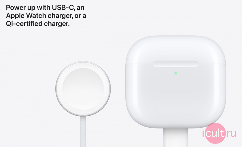  Apple Airpods 4 Power up with USB‑C, an Apple Watch charger, or a Qi‑certified charger