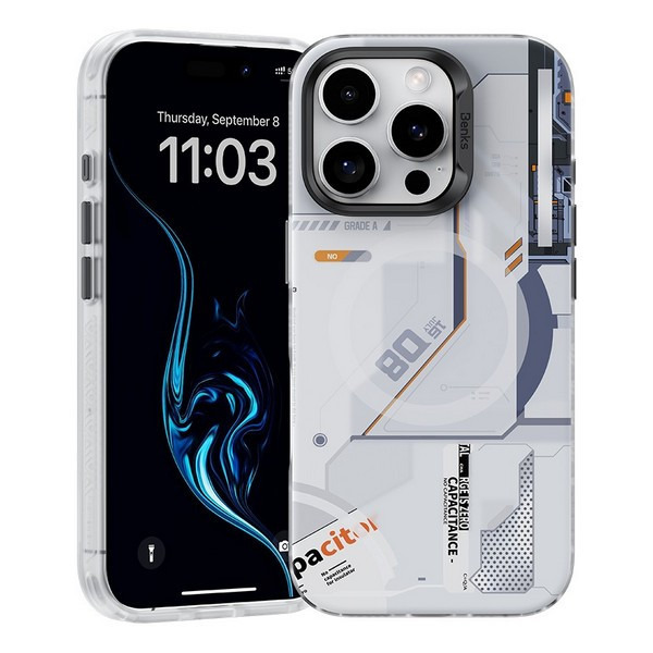  Benks Magnetic Perspective-Mecha Case with MagSafe  iPhone 16 Pro White  C.K.QS.AP.CB.E065