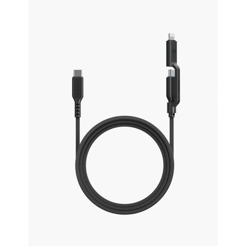  EnergEA Flow, 2  1 (MFI Certified (USB-C to USB-C + Lightning)) 1.5. Black  CBL-FLDUO-BLK150