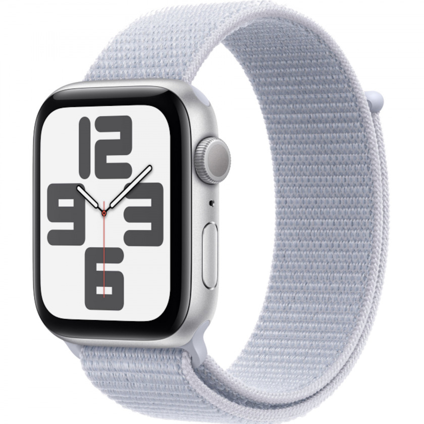 - Apple Watch Series SE Gen 2 2024 GPS 44mm Silver Aluminum Case with Blue Cloud Sport Loop / MA9C4 MXEE3