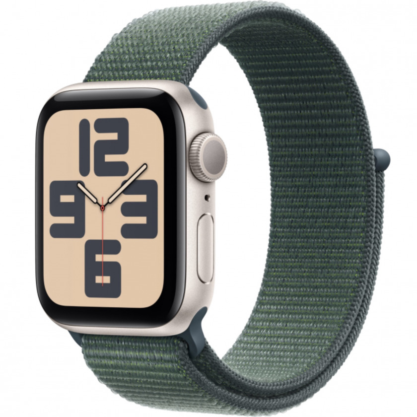 - Apple Watch Series SE Gen 2 2024 GPS 44mm Starlight Aluminum Case with Lake Green Sport Loop -/ MA7W4 MXEP3