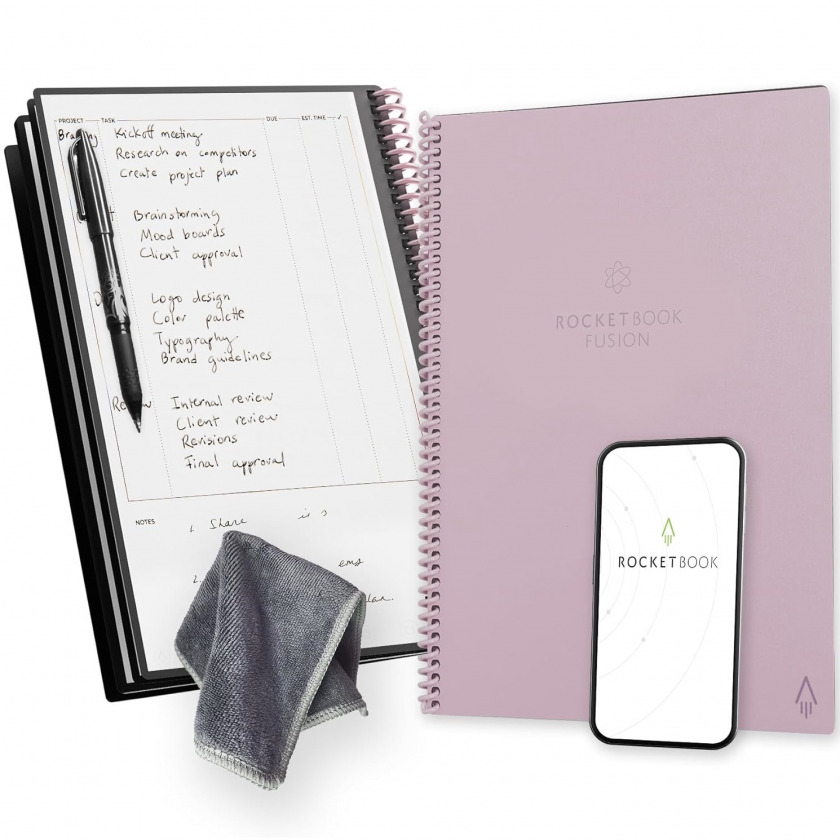  +  Rocketbook Fusion Smart Reusable Spiral Notebook &amp; Planner Letter Size 8,5x11 A4 Pink / EVRF-L-K-CSS