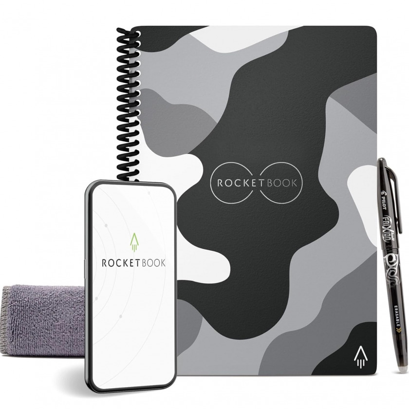  +  Rocketbook Core Reusable Spiral Notebook, Executive Size 6x8.8 A5, Lined Pages Lunar Winter / EVR2-E-K-PAGI