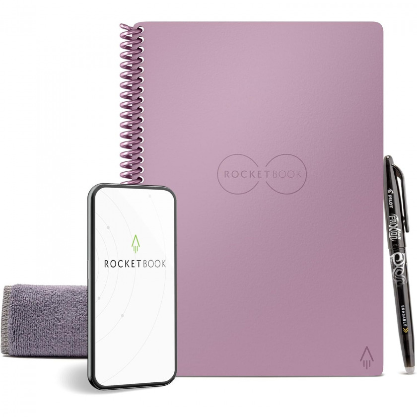  +  Rocketbook Core Reusable Spiral Notebook Letter Size 8,5x11 A4 Dot Grid Pages Pink / EVR-L-K-CSS