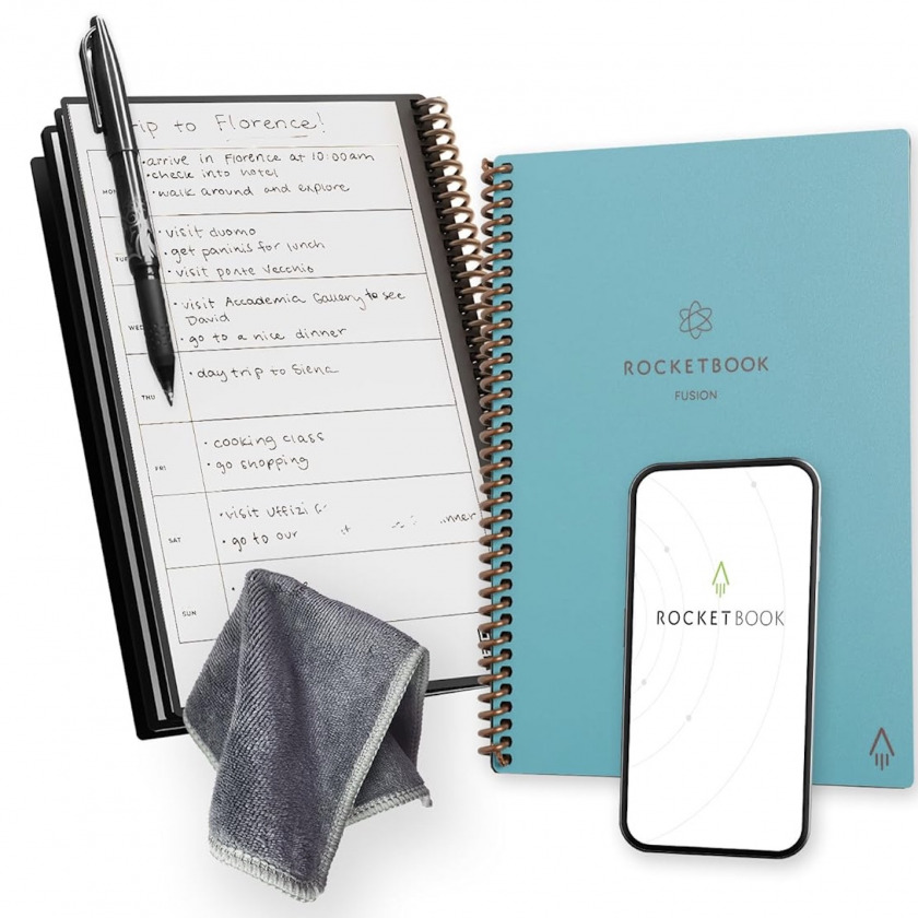  +  Rocketbook Fusion Smart Reusable Spiral Notebook &amp; Planner Executive Size 6x8.8 A5 Teal / EVRF-E-K-CCE