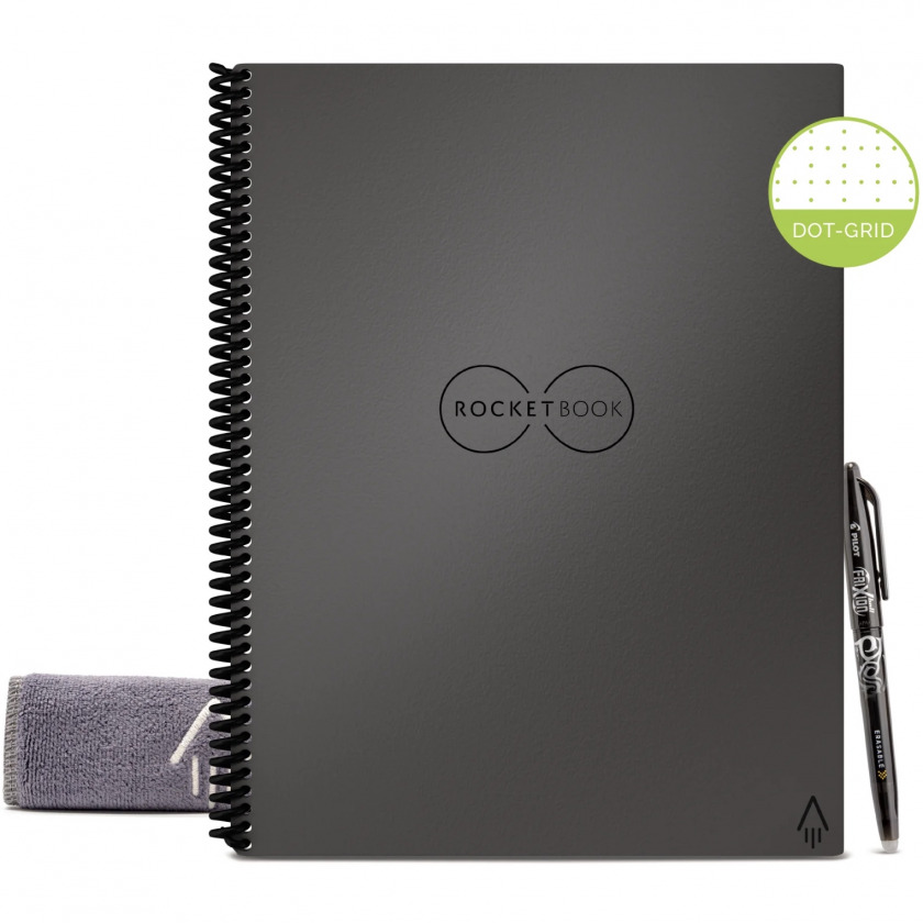  +  Rocketbook Core Reusable Spiral Notebook Letter Size 8,5x11 A4 Dot Grid Pages Gray / EVR-L-K-CIG