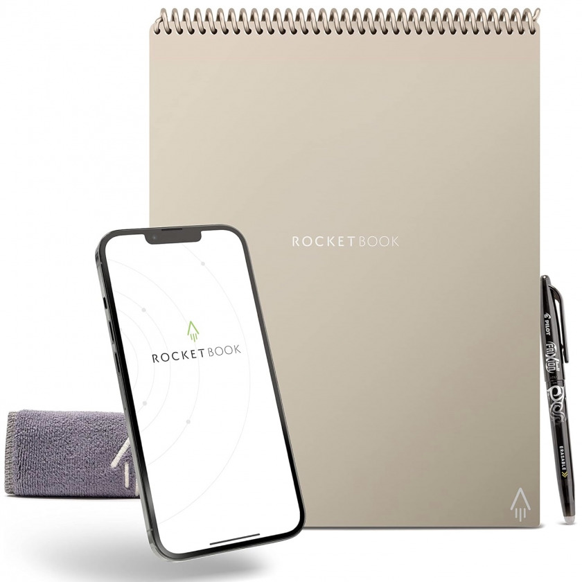  +  Rocketbook Flip Smart Reusable Spiral Notebook Letter Size 8,5x11 A4 Dot Grid/Lined Beige  FLP-L-K-CQQ
