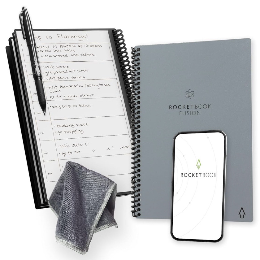  +  Rocketbook Fusion Smart Reusable Spiral Notebook &amp; Planner Letter Size 8,5x11 A4 Grey / EVRF-L-K-CIG
