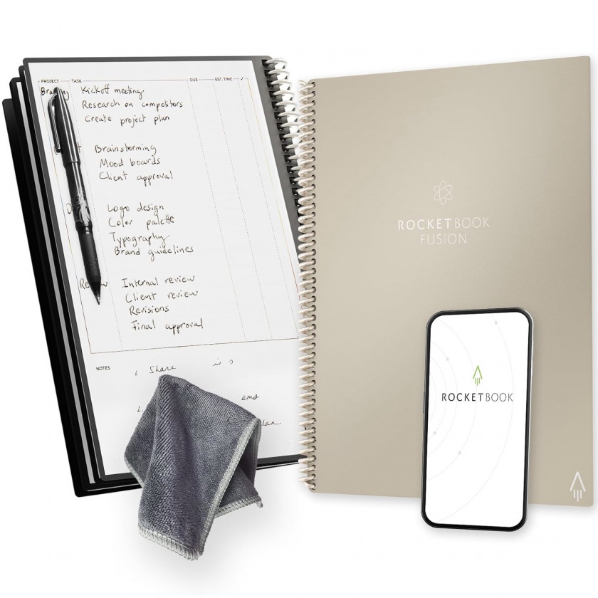  +  Rocketbook Fusion Smart Reusable Spiral Notebook &amp; Planner Letter Size 8,5x11 A4 Beige / EVRF-L-K-CQQ