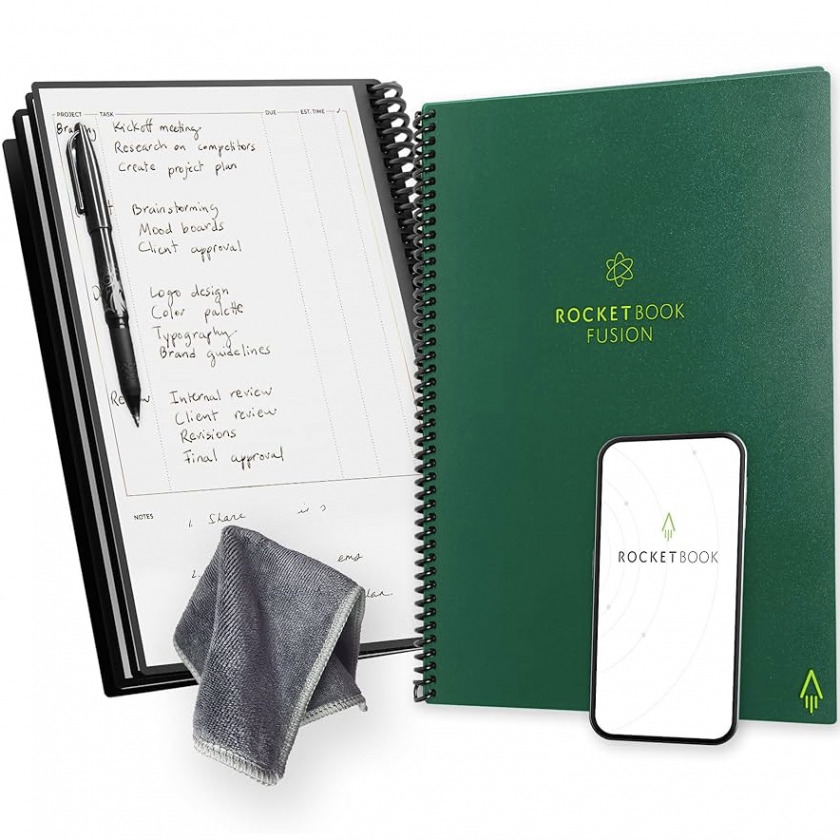  +  Rocketbook Fusion Smart Reusable Spiral Notebook &amp; Planner Letter Size 8,5x11 A4 Green / EVRF-L-K-CKG