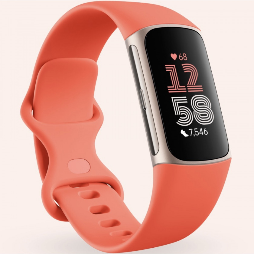    Fitbit Charge 6 GPS Small/Large Coral/Champagne Gold Aluminum /