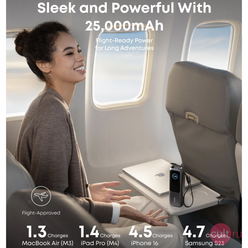 Anker Laptop Power Bank (25K, 165W, Built-In and Retractable Cables)        