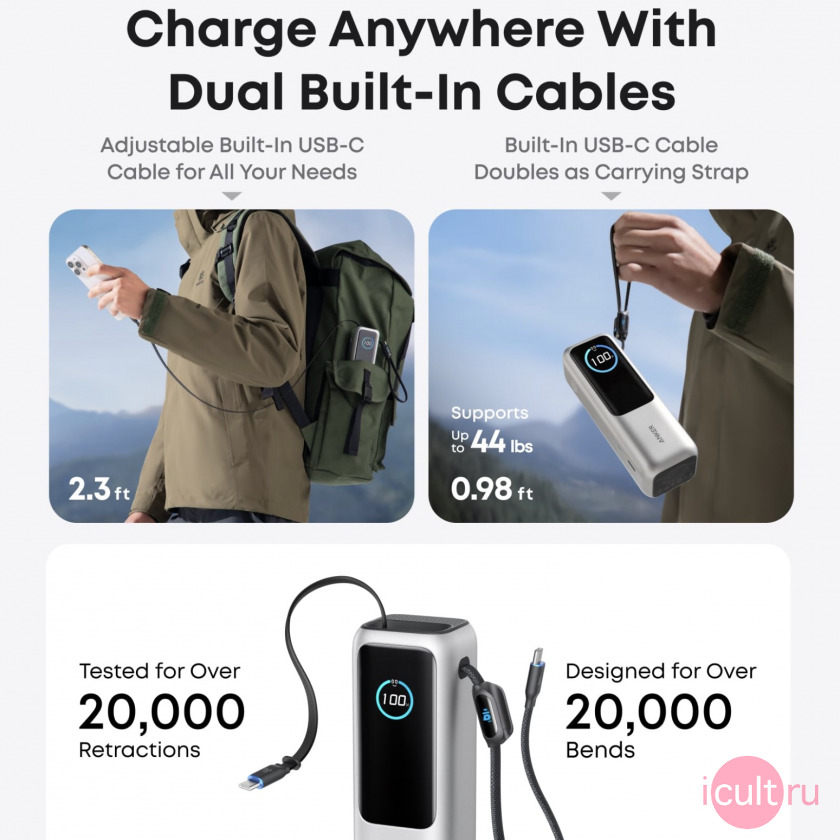     Anker Zolo Power Bank 25000mAh / 165W 1USB/3USB-C/PD Silver  A1695P41