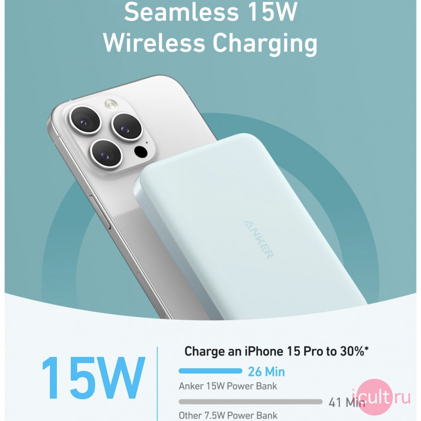 Anker MagGo Power Bank (10K, Slim) c Ultra-Fast 15W Wireless Charging  