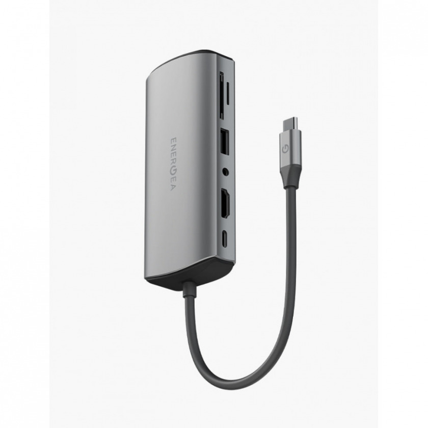 USB-C  EnergEA AluHub Max (11in1) USB C/ SD Card Reader/ Micro SD Reader/ 4 X USB-A/ 4K HDMI/ VGA/ 100W USB-C /3.5MM Jack (Audio Only)   Gunmetal HUB-MAX-GUN