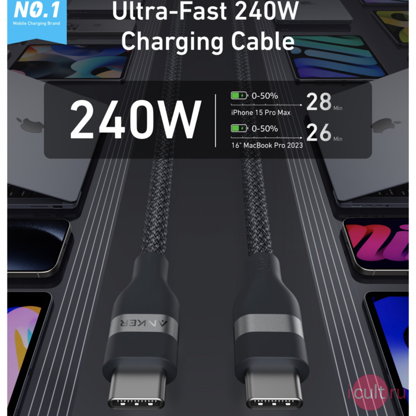  Anker Upcycled-Braided Cable 240W USB-C to USB-C 180 .