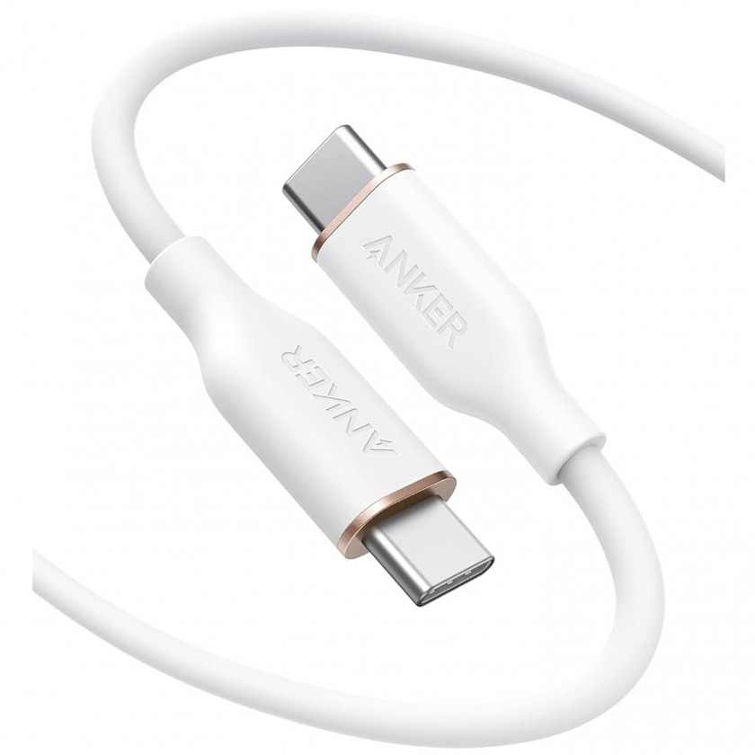  Anker 643 Power Line 3 Flow Silicone Cable 240W USB-C to USB-C 90  Cloud White  A8552621