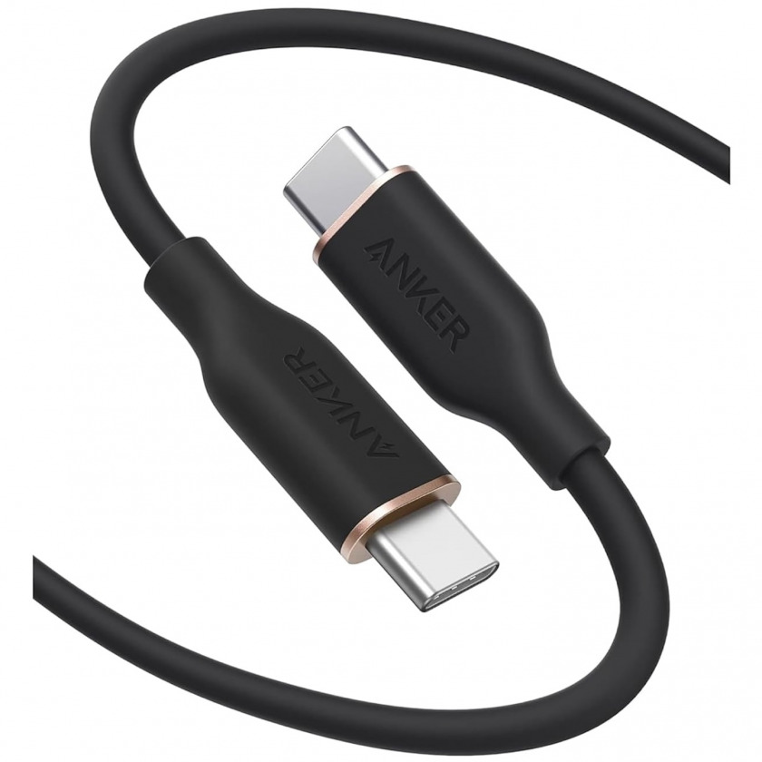  Anker 643 Power Line 3 Flow Silicone Cable 240W USB-C to USB-C 90  Midnight Black 