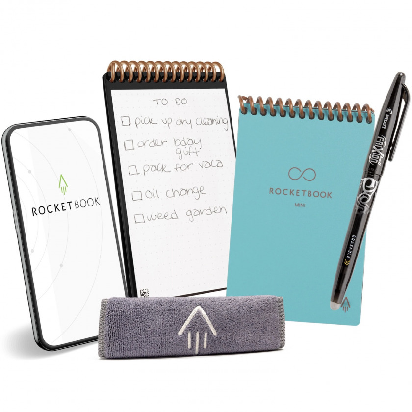 ����� + ������� Rocketbook Smart Reusable Spiral Notebook Mini New 2025 Size 3.5x5.5 A6 Dot Grid Neptune Teal ��������� RB_NB_MINI_PKT_TEA