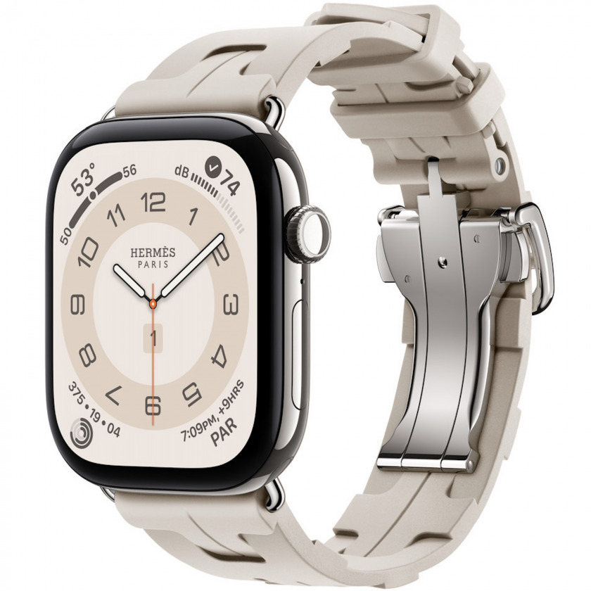 �����-���� Apple Watch Hermes Series 12 GPS + Cellular, 42mm Silver Titanium Case with Beton Band 140�175mm ����������� �����/�������