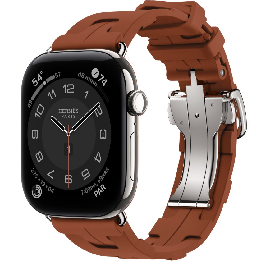 �����-���� Apple Watch Hermes Series 12 GPS + Cellular, 42mm Silver Titanium Case with Cuivre Band 140�175mm ����������� �����/��������