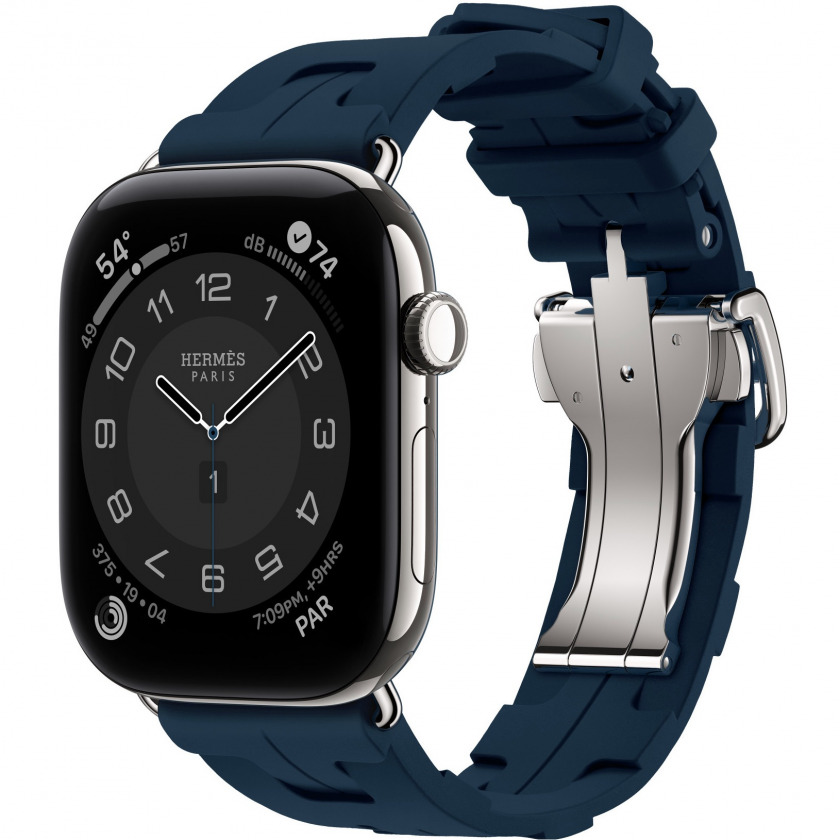 �����-���� Apple Watch Hermes Series 12 GPS + Cellular, 42mm Silver Titanium Case with Bleu De Malte Band 140�175mm ����������� �����/�����