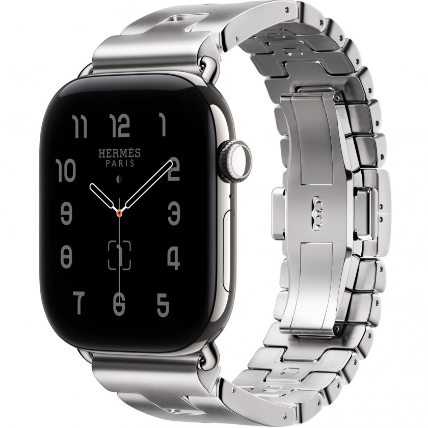 �����-���� Apple Watch Hermes Series 12 GPS + Cellular, 42mm Silver Titanium Case with Satine Grand H - Large Band 160�175mm ����������� ����� / �����
