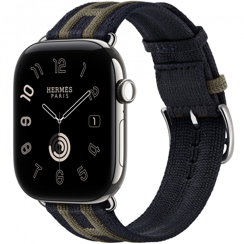�����-���� Apple Watch Hermes Series 12 GPS + Cellular, 42mm Silver Titanium Case with Bleu Nuit/Gris Titane Band 130�170mm ����������� ����� / �������