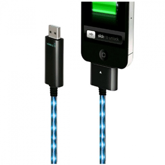 Провод Dexim Visible Green Cable Black/Blue для iPod/iPhone/iPad DWA063BU