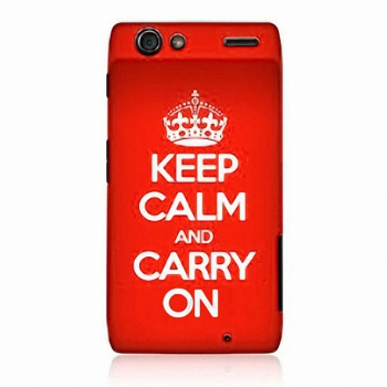 Чехол Ecell KEEP CALM AND CARRY ON Hard Back Case Red для Motorola XT910 красный