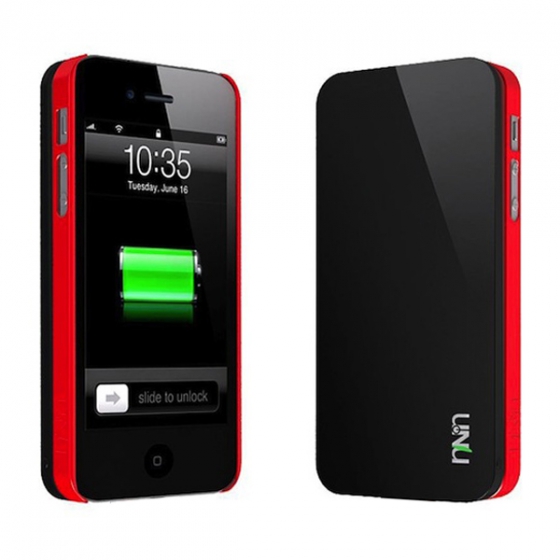 - uNu Ecopak Case Snap-On Case and Detachable Battery Black/Red 2500mAh  iPhone 5/SE /