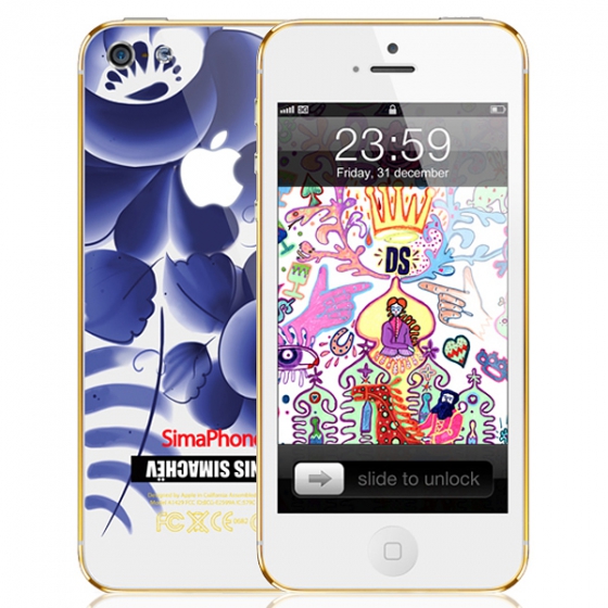 Эксклюзивный Apple iPhone 5 64Гб \&quot;Simaphone\&quot; Gzhel белый/золотой